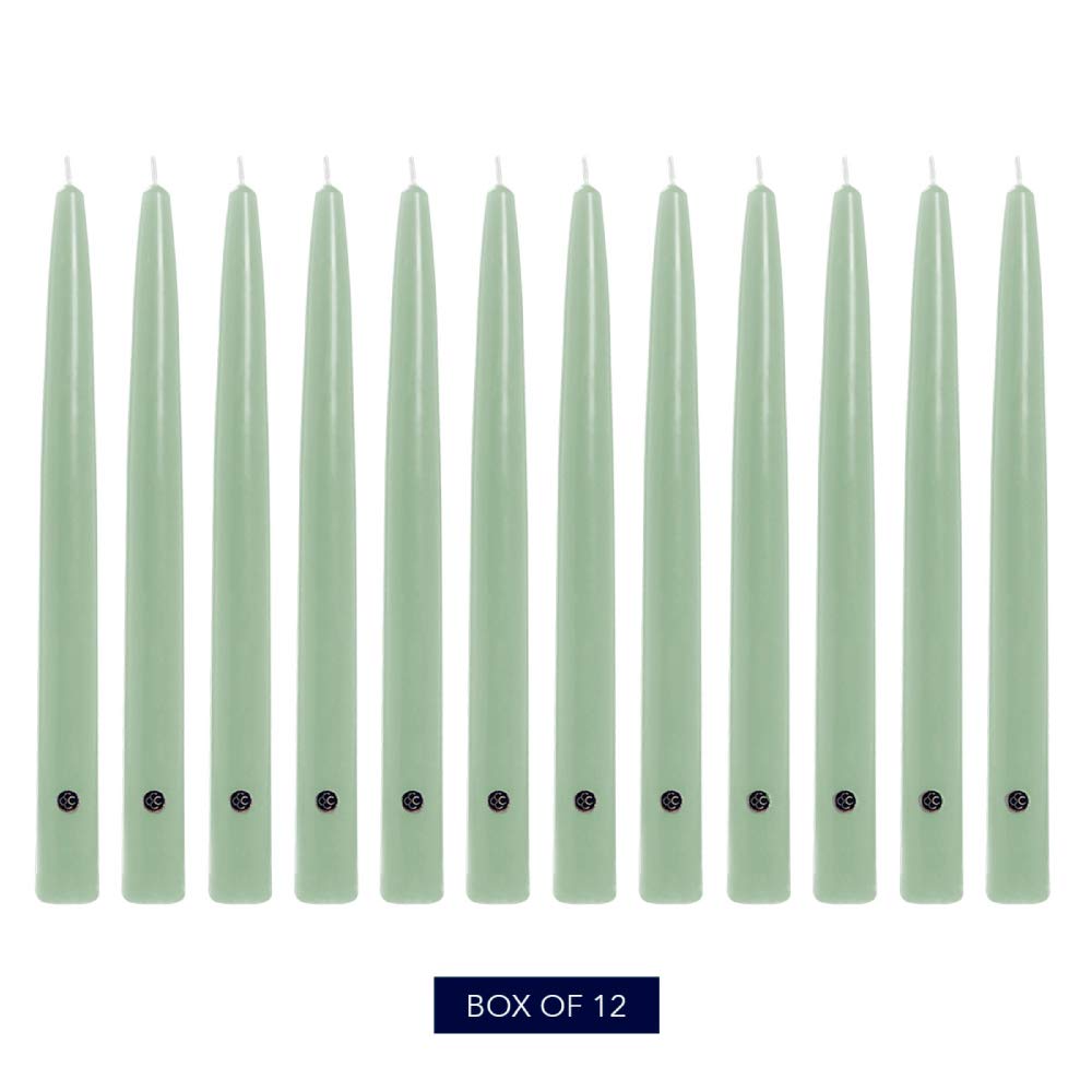 Colonial Candle Unscented Taper Candle, Handipt Collection, Colonial Classic Green, 12 in, Pack of 12 - Up to 10 Hours Burn