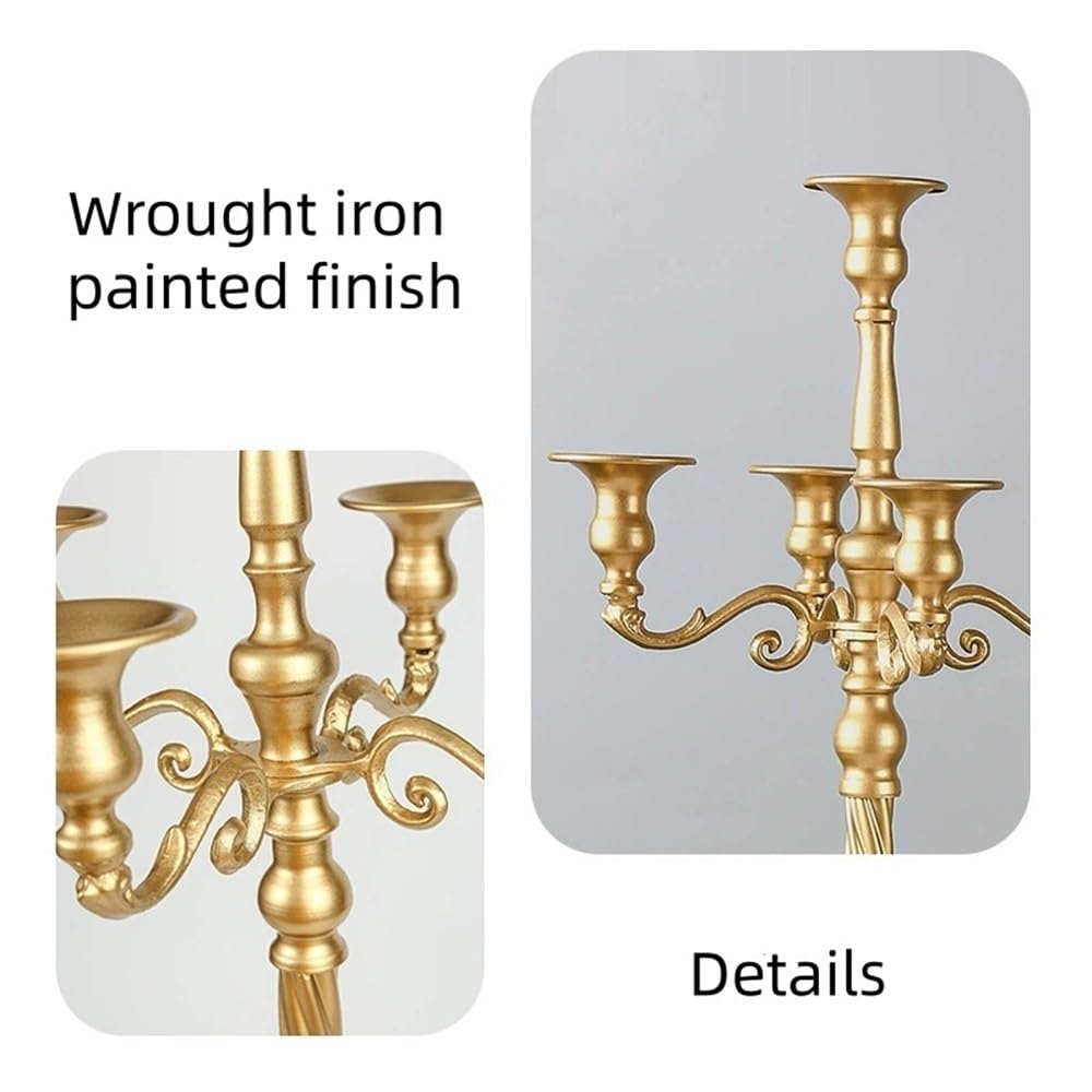 Metal Candelabra for Home Decor, 5-Candle Candle Holders, Gold Candlestick Holders, Tall Candelabras Use in Restaurant, Party and Wedding(Silver,Small)
