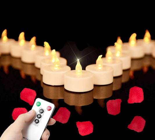 24Pack LED Tea Light Remote Control Battery Operated Flameless Candles Realistic and Bright Flickering Long Lasting 400 Hours Electric Candles for Christmas Home Party Wedding Decor (Warmyellow)