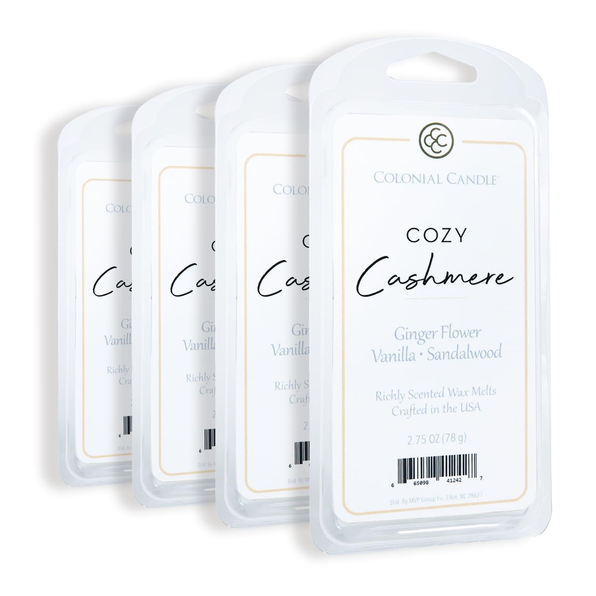 Colonial Candle Cozy Cashmere Scented Wax Melts, Wax Melt Warmer Cubes, Long Lasting Scented Wax Warmer Cubes, 4 Pack, 6 Cubes Each - Made in The USA