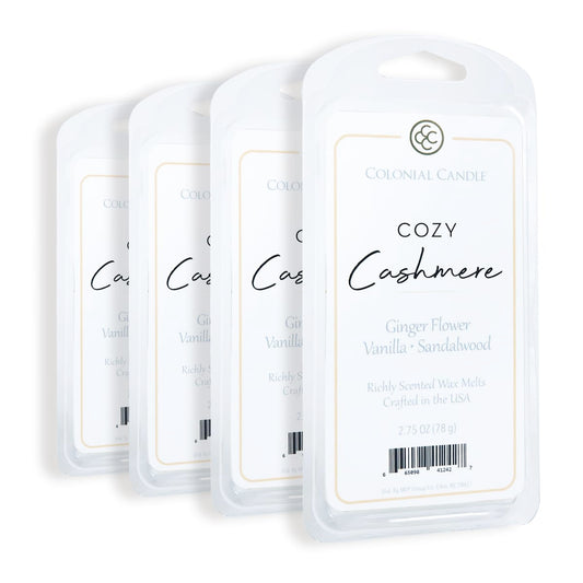 Colonial Candle Cozy Cashmere Scented Wax Melts, Wax Melt Warmer Cubes, Long Lasting Scented Wax Warmer Cubes, 4 Pack, 6 Cubes Each - Made in The USA
