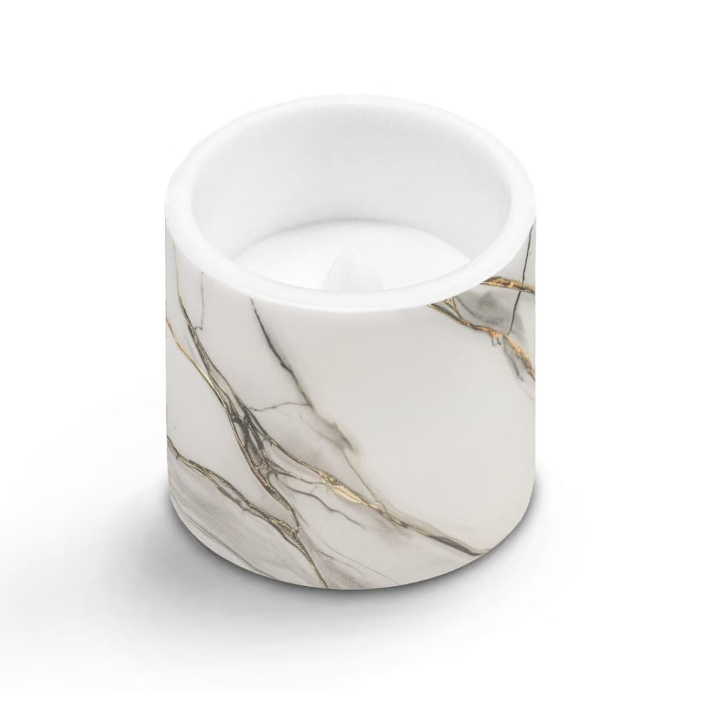 Cozeyat Gray Marble Flameless Candles 4 Pack Battery Operated with Remote Control Timer LED Pillar Candles Waterproof for Indoor Outdoor Garden