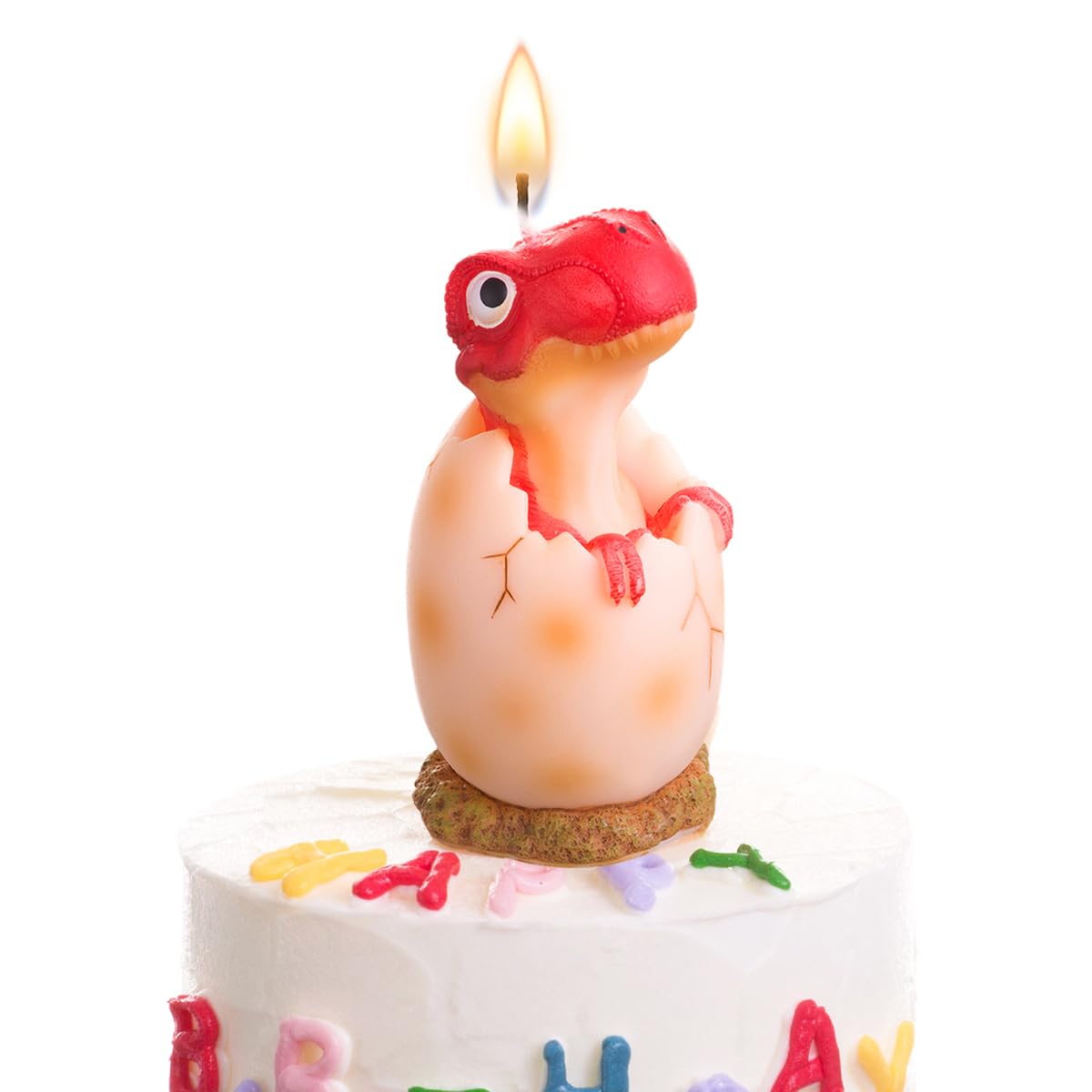 Mesiiloly Large Dinosaur Birthday Candle - Red Dinosaur Cake Topper Candles for Kids, 3.6 inches, Fun Dino Birthday Party Decoration