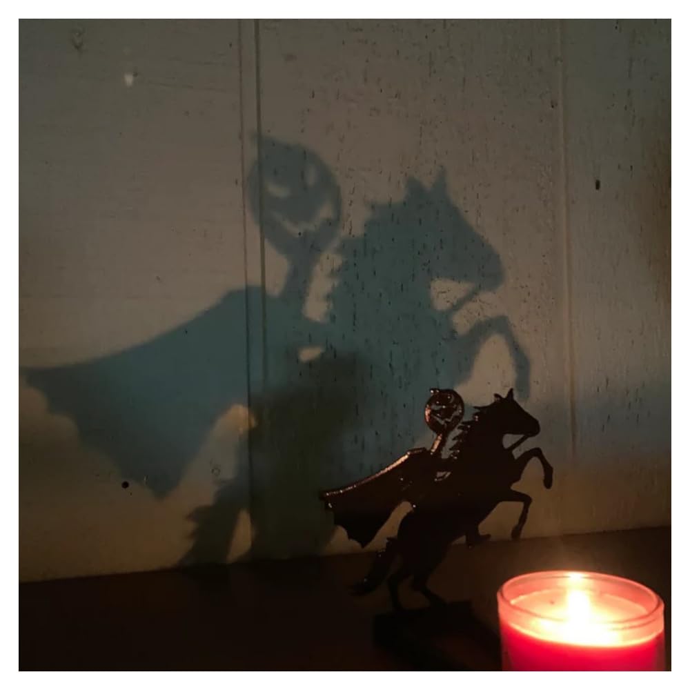 vrsquer Halloween Funny Shadow Stand Candle Holder Table Décor Candle Jars with Witch Skeleton Bat Monster Wolf Cat Pumpkin Table Centerpieces 1pc (color6)