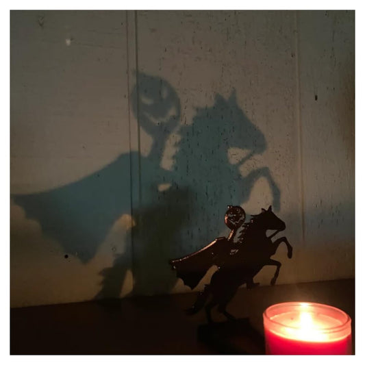 vrsquer Halloween Funny Shadow Stand Candle Holder Table Décor Candle Jars with Witch Skeleton Bat Monster Wolf Cat Pumpkin Table Centerpieces 1pc (color6)