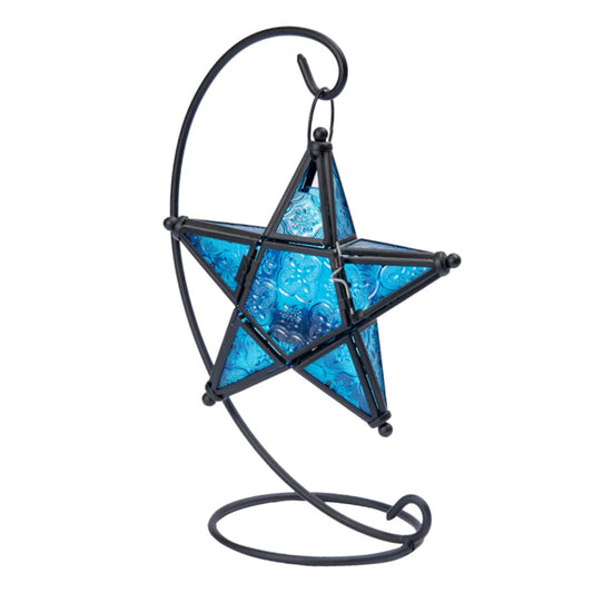 Alipis Dual-use Essential Oil Burner Candlestick Glass Pentagram Design Iron Base Home Fragrance Decor