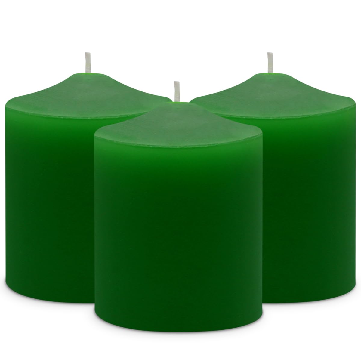 3x4 Inch Green Pillar Candles, 3 Packs Unscented Smokeless Pillar Candles for Christmas, St. Patrick's Day, Easter, Wedding, Party, Home and Dinner Table Decoration, 45 Hours Burn