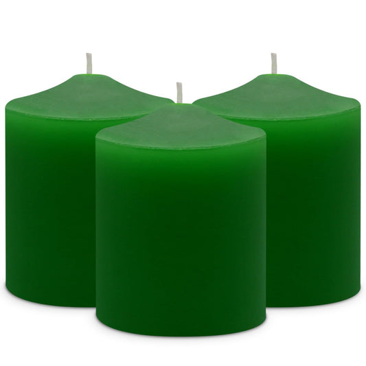 3x4 Inch Green Pillar Candles, 3 Packs Unscented Smokeless Pillar Candles for Christmas, St. Patrick's Day, Easter, Wedding, Party, Home and Dinner Table Decoration, 45 Hours Burn
