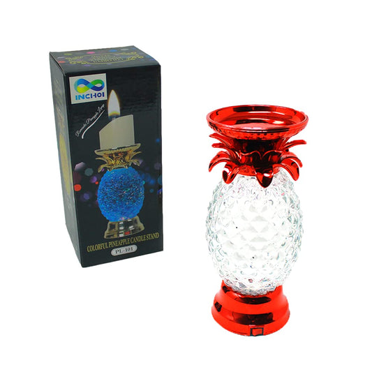 Colorful Pineapple Water Globe Glitter Swirl LED Candle Holder Pedestal Bath and Body Works Wick Romantic Gifts Home Furnishings Party Decorations Creative and Cute Mother's Day (Rose Red)