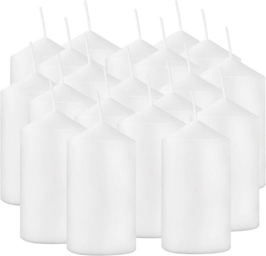YOROXRG 2"x4" High White Pillar Candles, Set of 20 Unscented. Bulk Buy. Ideal for Halloween, Wedding, Emergency Lanterns, Household, Wedding and Home Décor Candlesticks