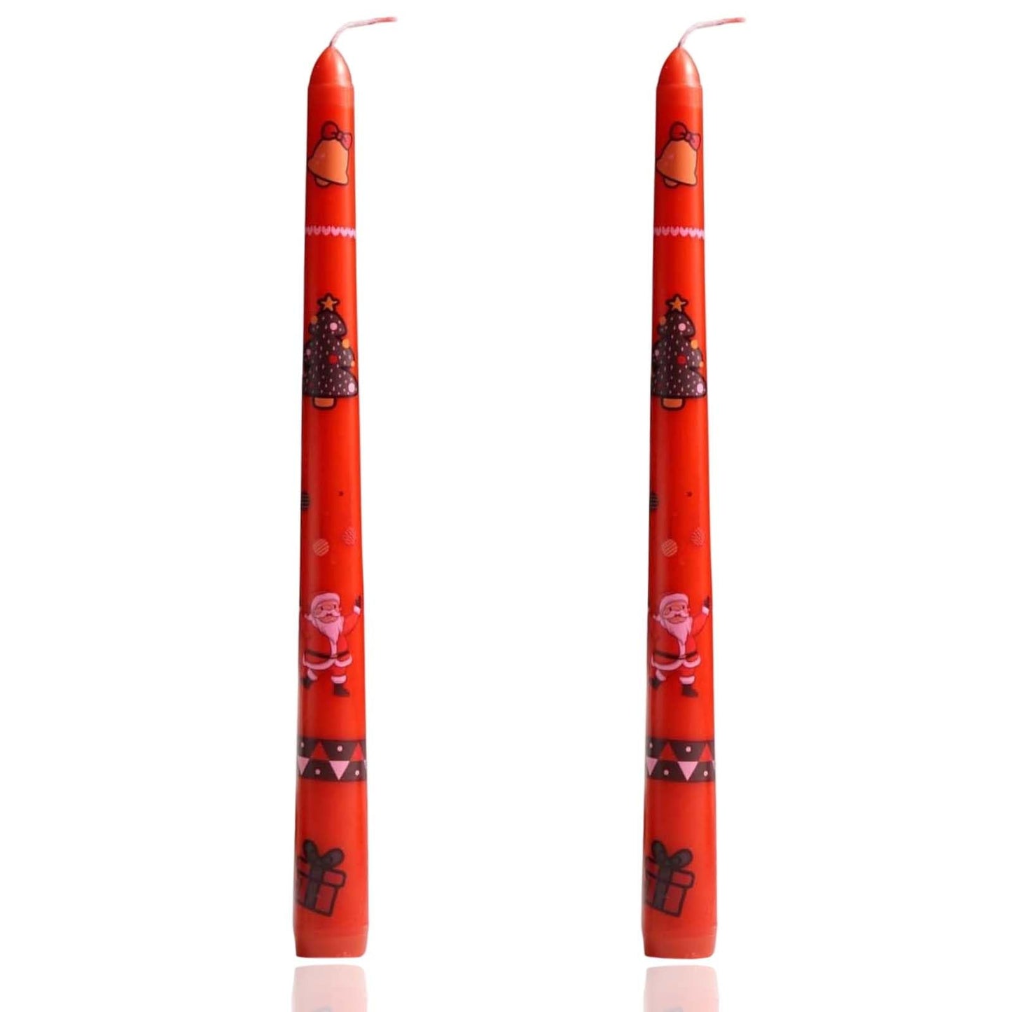 2 Pack Taper Candle 10 Inch A Printed Candles,Candlesticks Unscented Tapered Candl Set for Decor Wedding Party Dinner,Valentine's Day,Various Festivals to Celebrate (A Printed Candle, Red)