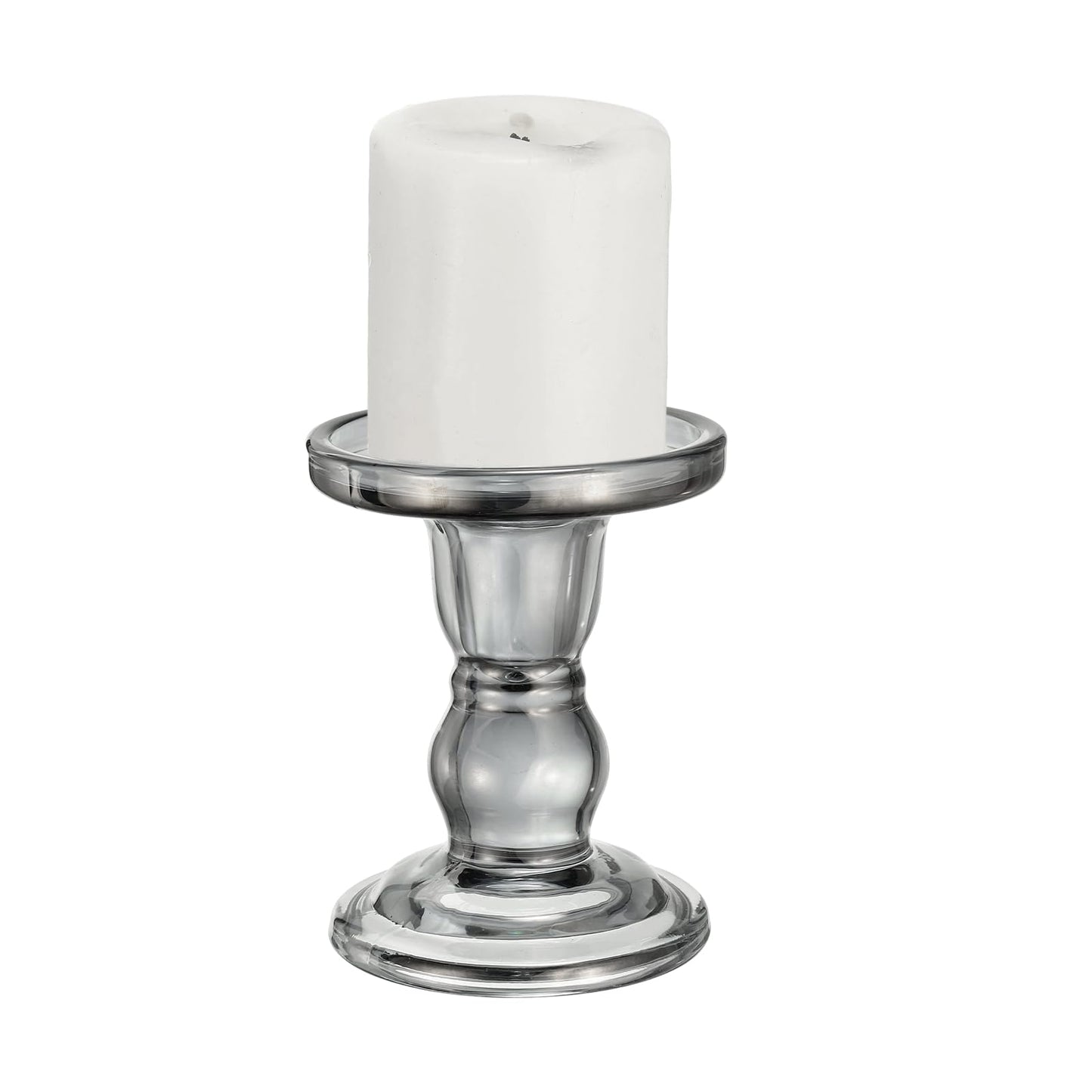 uxcell 11 cm Glass Candle Holder for Taper/Column Candles, Candle Holders Tealight Stand Candlestick for Tealight Wedding Table Centerpiece Home Decor, Smoke Gray