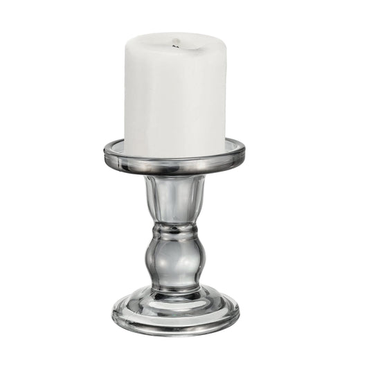 uxcell 11 cm Glass Candle Holder for Taper/Column Candles, Candle Holders Tealight Stand Candlestick for Tealight Wedding Table Centerpiece Home Decor, Smoke Gray