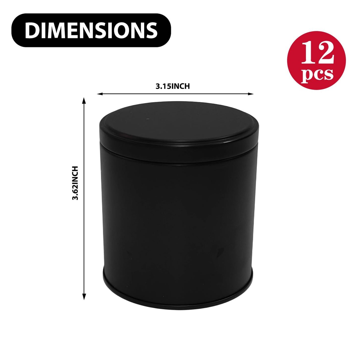 HOFOGOTOWIN 12 Pack 10 oz Black Metal Candle Tins with Lids – Double-Sided Black Finish Round Containers for DIY Candle Making, Storage & Small Business Use