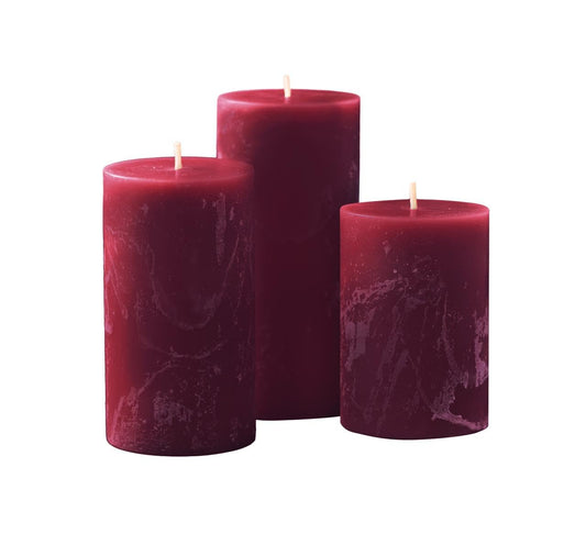 Simply Soson Burgundy Pillar Candles Set of 3, Rustic Pilar Candle, Dark Red Cinnamon Clove Scented Burgundy Fall Dripless Candles Ideal for Fall Decoration, Thanksgiving Gifts Autumn, Home Decor