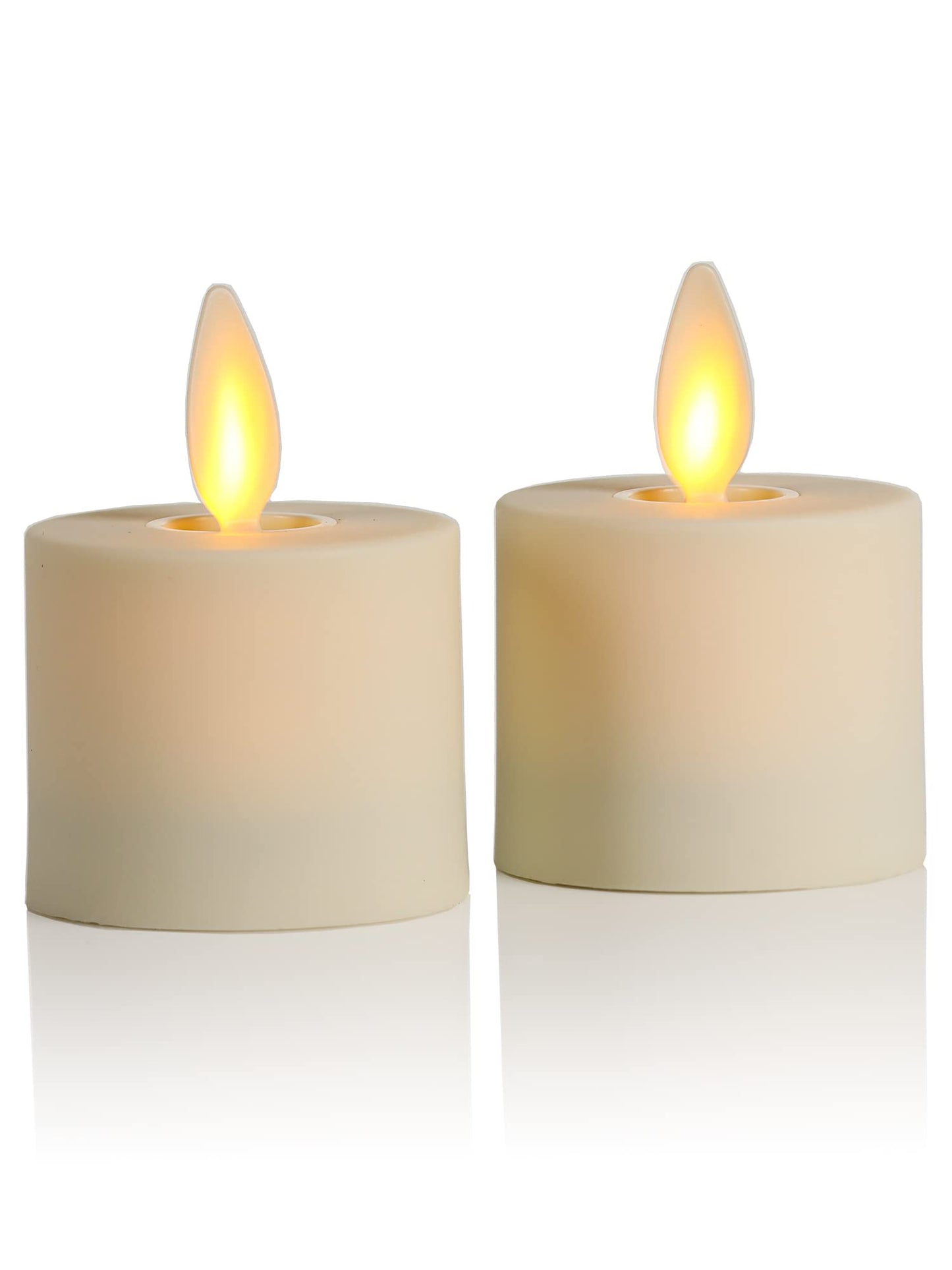 Luminara Flameless LED Tea Light Candle, 1.4" x 2", Pack of 2, Plastic Pearl Ivory, Real Flame, Battery Operated w/Remote Timer Function