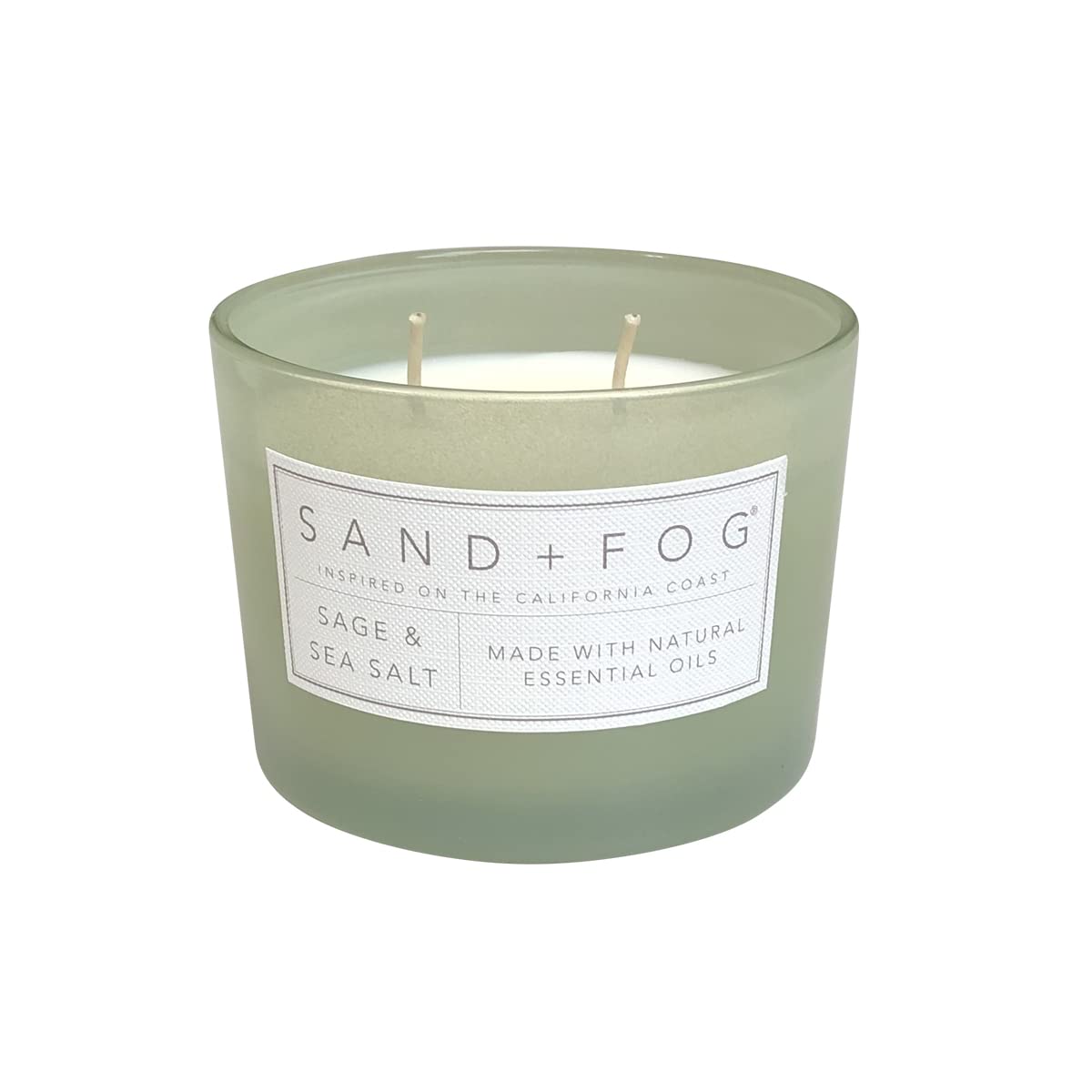 Sand + Fog Scented Candle - Sage & Sea Salt – Additional Scents and Sizes – 100% Cotton Lead-Free Wick - Luxury Air Freshening Jar Candles - Perfect Home Decor – 12oz, Sage Green