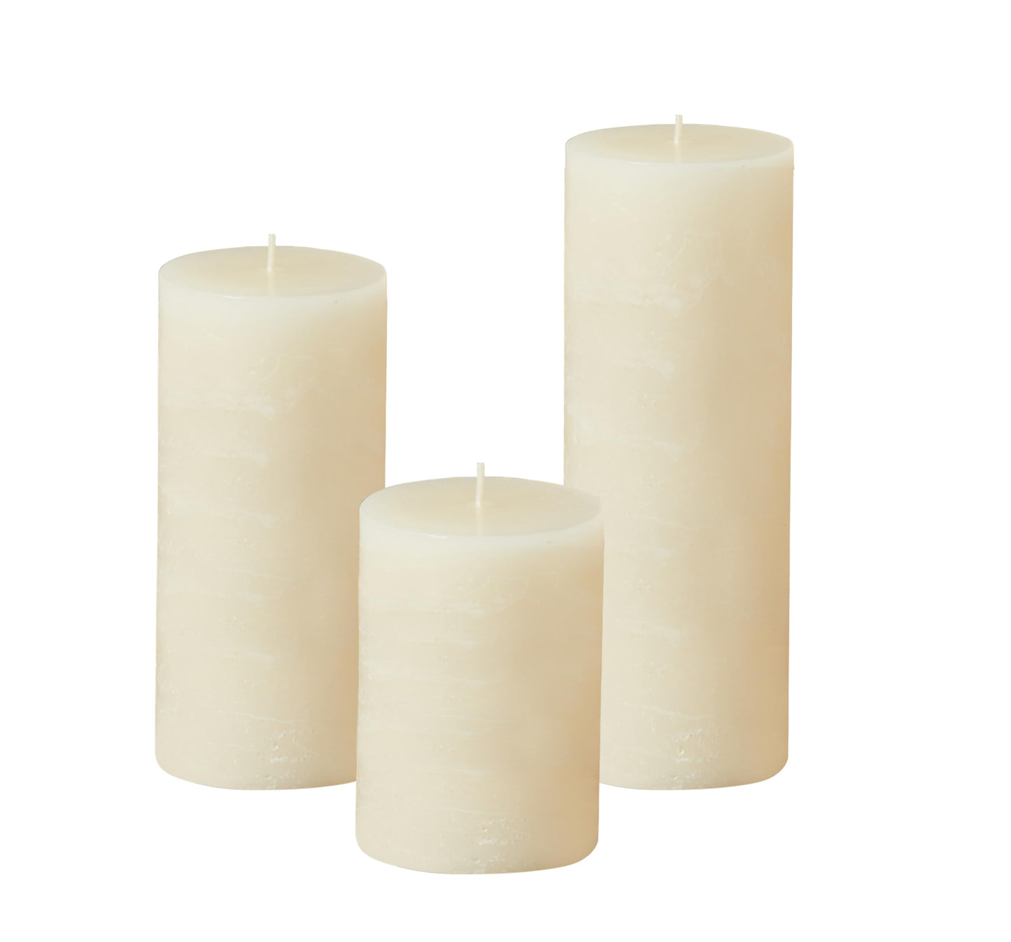 Simply Soson 3x4, 3x6, 3x8 inch Ivory Pillar Candles, Set of 3 Pillar Candles, Rustic Texture, Unscented Ivory Candles, Dripless Candles, Ideal as Wedding, Parties, Spa, Dinner, Home Decor, Church