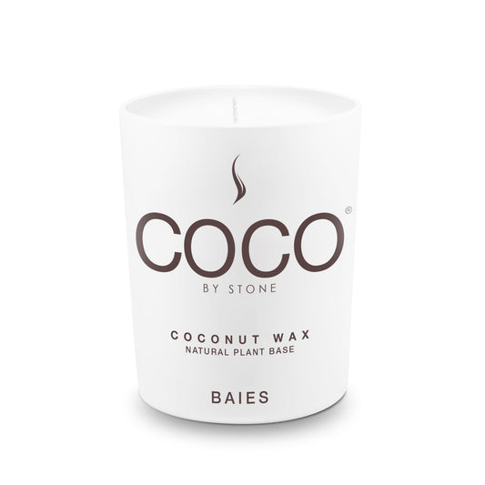 COCO by Stone 6.5oz Candle, Coconut Apricot Wax Candle for Home (Baies), Home Fragrance Product, 1-Wick Candle, Enhances Indoor Aroma, Vegan & Cruelty-Free, Clean Burning, Hand-Poured