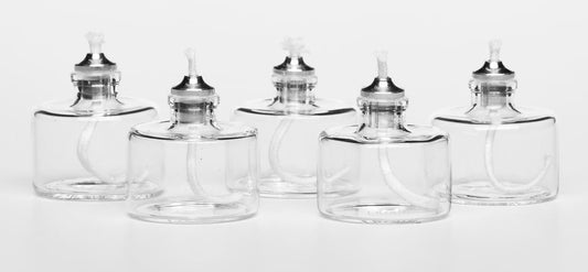 Firefly Refillable, Clear Glass Unscented Tealight Candles - 5 Pack - Bulk Long Burning Tea Lights Cotton Wick & Holder Included