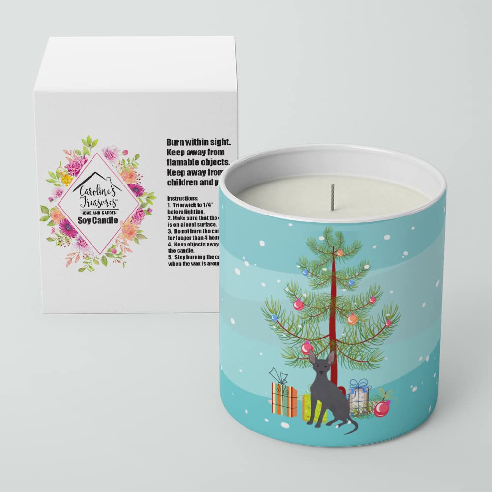 Caroline's Treasures CK3507CDL Peruvian Hairless Dog Christmas Tree 10 oz Decorative Soy Candle Nature Soy Wax Essential Oil Home Decor Ideal for Bedroom Kitchen Bath Office Gift, 10 oz