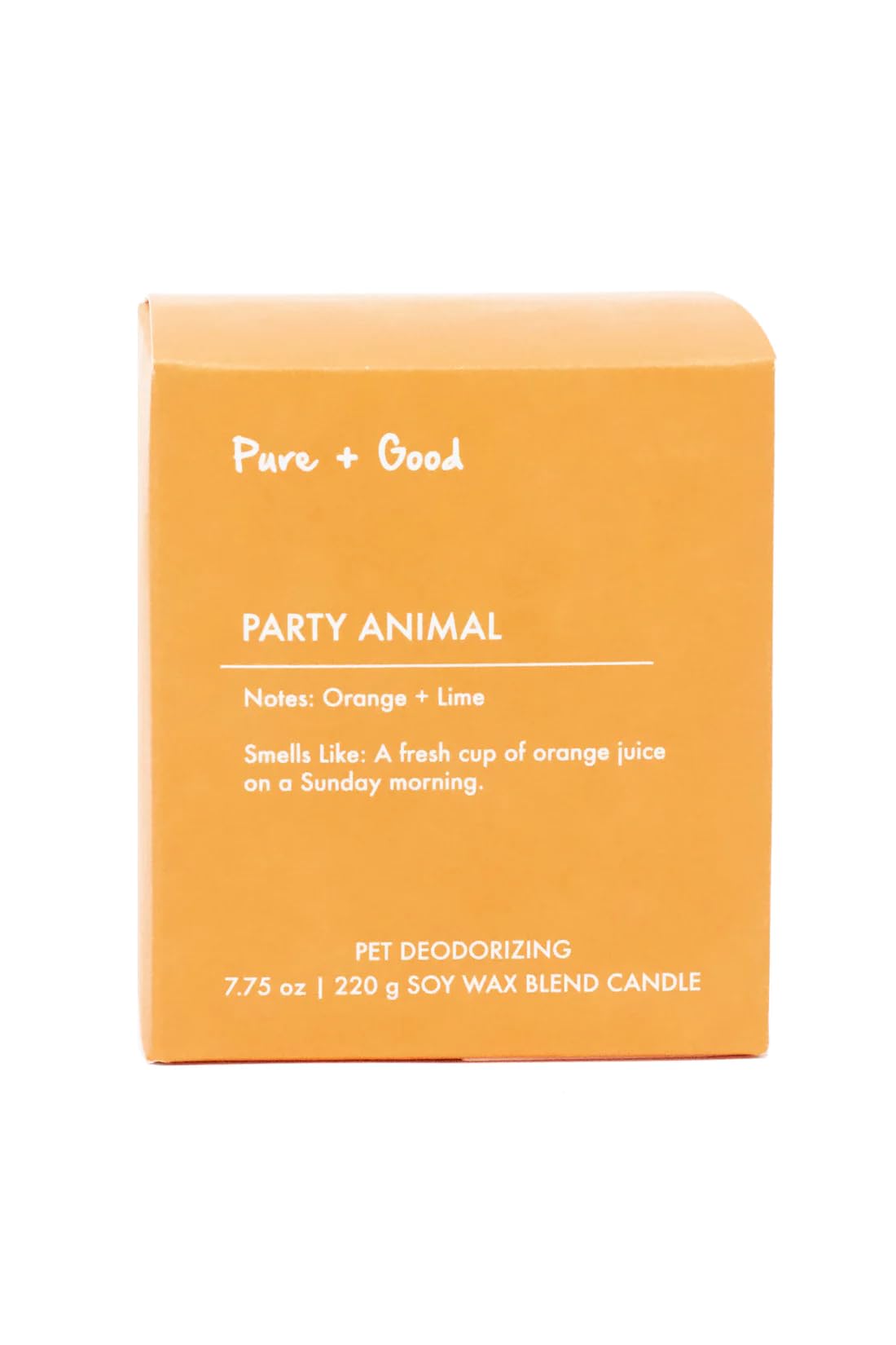 Pure + Good - Party Animal Candle, Premium Soy Wax Blend, Orange and Lime, Made in The USA, 7.75 oz