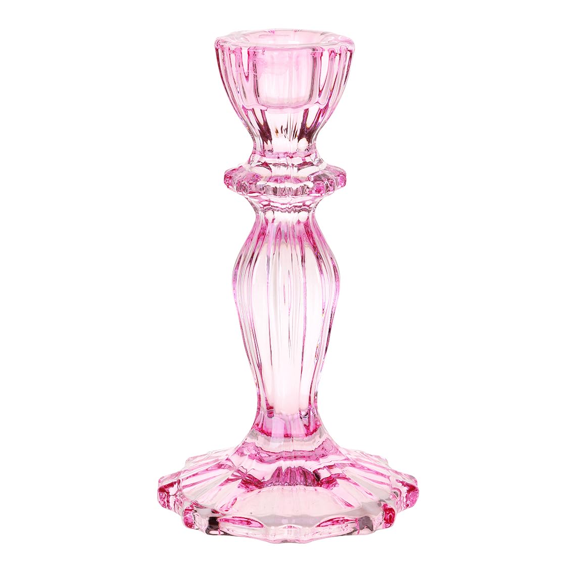 Talking Tables Boho Pink Glass Candlestick Holder Height 16cm One Size Glass Candle Holder,Large