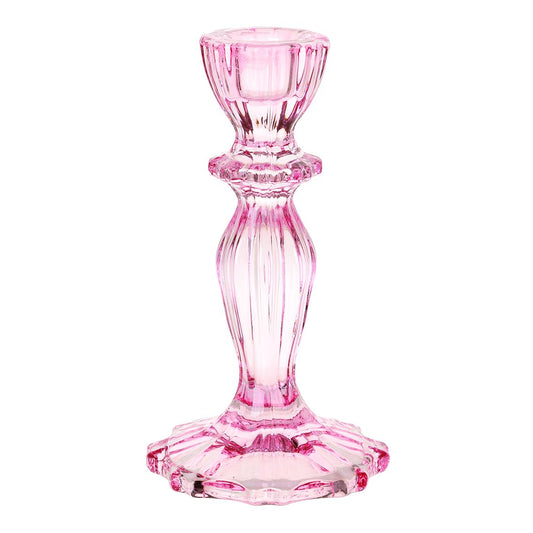 Talking Tables Boho Pink Glass Candlestick Holder Height 16cm One Size Glass Candle Holder,Large