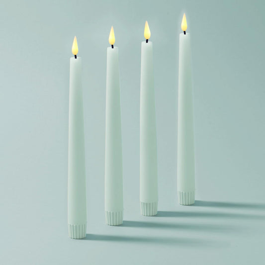LampLust Flameless Taper Candles with Remote, 9 Inch, 4 Pack Pastel Blue Candlesticks, LED Flickering Flameless Candles for Baby Shower Gender Reveal Decoration, Summer Home Decor, Table Centerpiece