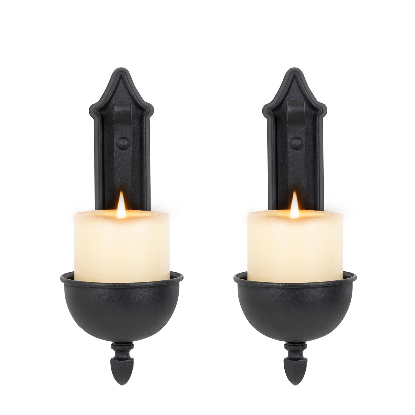 Aimto Wall Sconce Candle Holder Black Wall-Mount Metal Candle Holders Hanging Iron Wall Candle Sconce for Home,Living Room, Bathroom, Dining Room, Set of 2