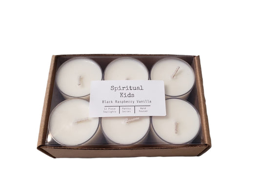 12 Count Soy Tealights CHOOSE SCENT Hand Poured with All Natural Soy Wax and Fragrant/Essential Oils! (Black Raspberry Vanilla)