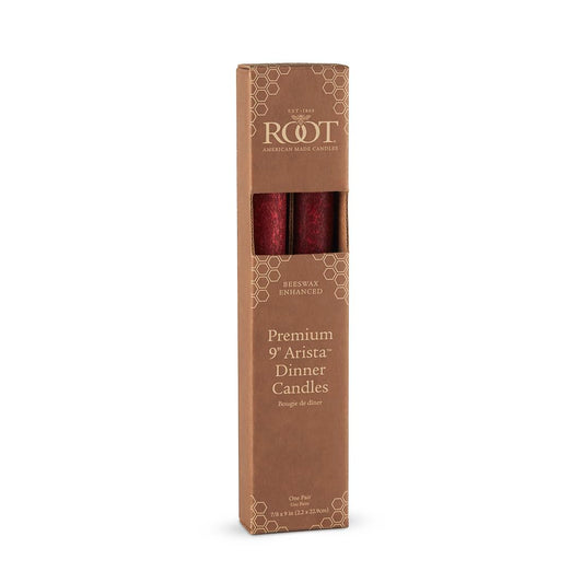 Root Candles 2-Count Unscented Dinner Candles Rustic Dripless Beeswax Blend Timberline Arista Candles, 9-Inch, Garnet Red