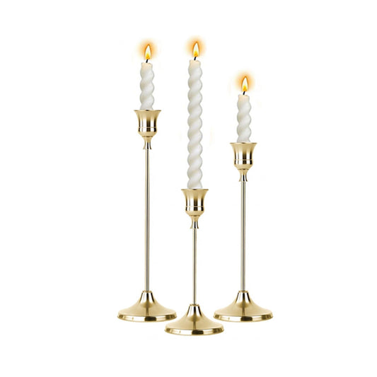 1 Sets Candle Holder Gold Candlestick Holders - HearthLume Vintage Modern Metal Taper Candle Holders, Decorative Centerpiece for Table Mantel, Wedding Kitchen Home Decor, Wedding Gift,3Pcs