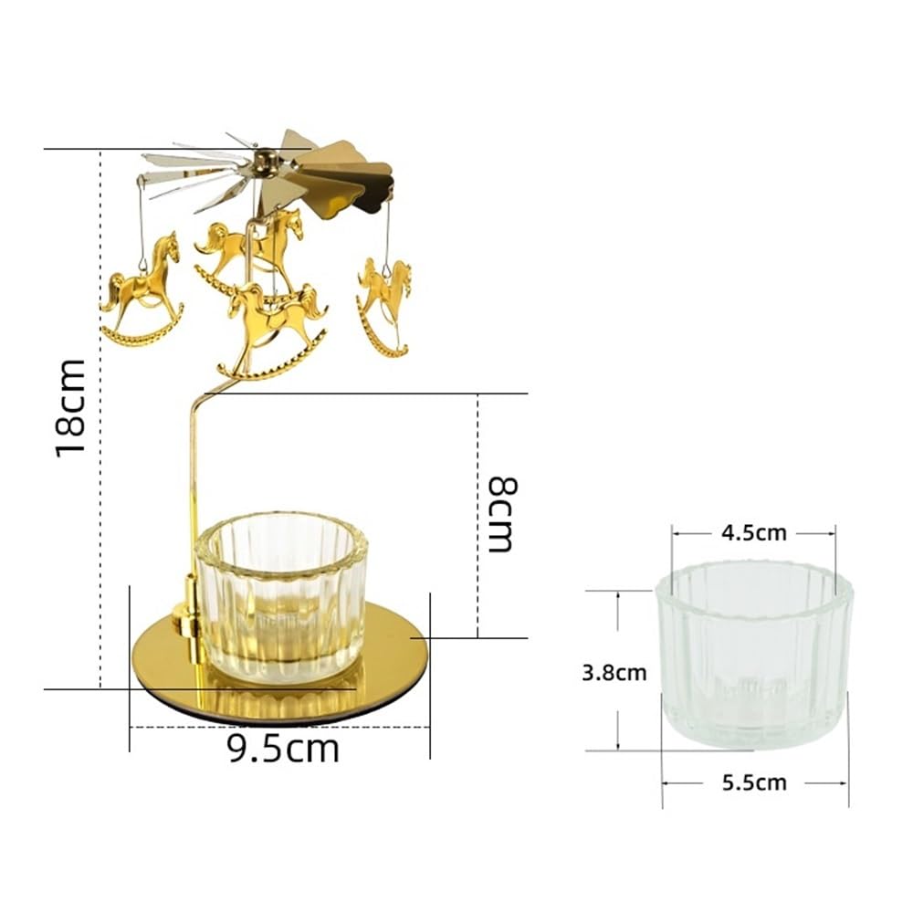 YUHUAWF Candle Holderss Rotating Aromatherapy Candle Holder Light Luxury Metal Glass Candle Holder Decorative Ornaments Decorative Candlestick