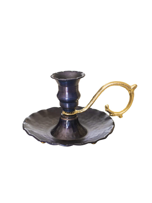 Handmade Copper Candle Holder, Candlestick Holder (Black Oxidised)