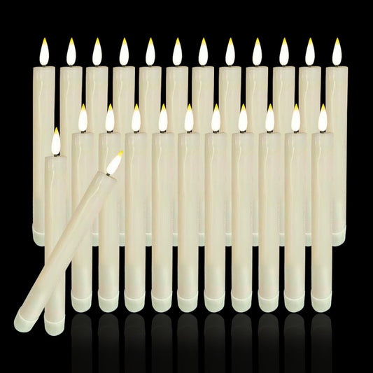 24 Pcs Flameless LED Taper Candle Battery Operated Flickering LED Candle with Warm Light for Church Valentines,Wedding, Halloween, Christmas, Battery Not Included