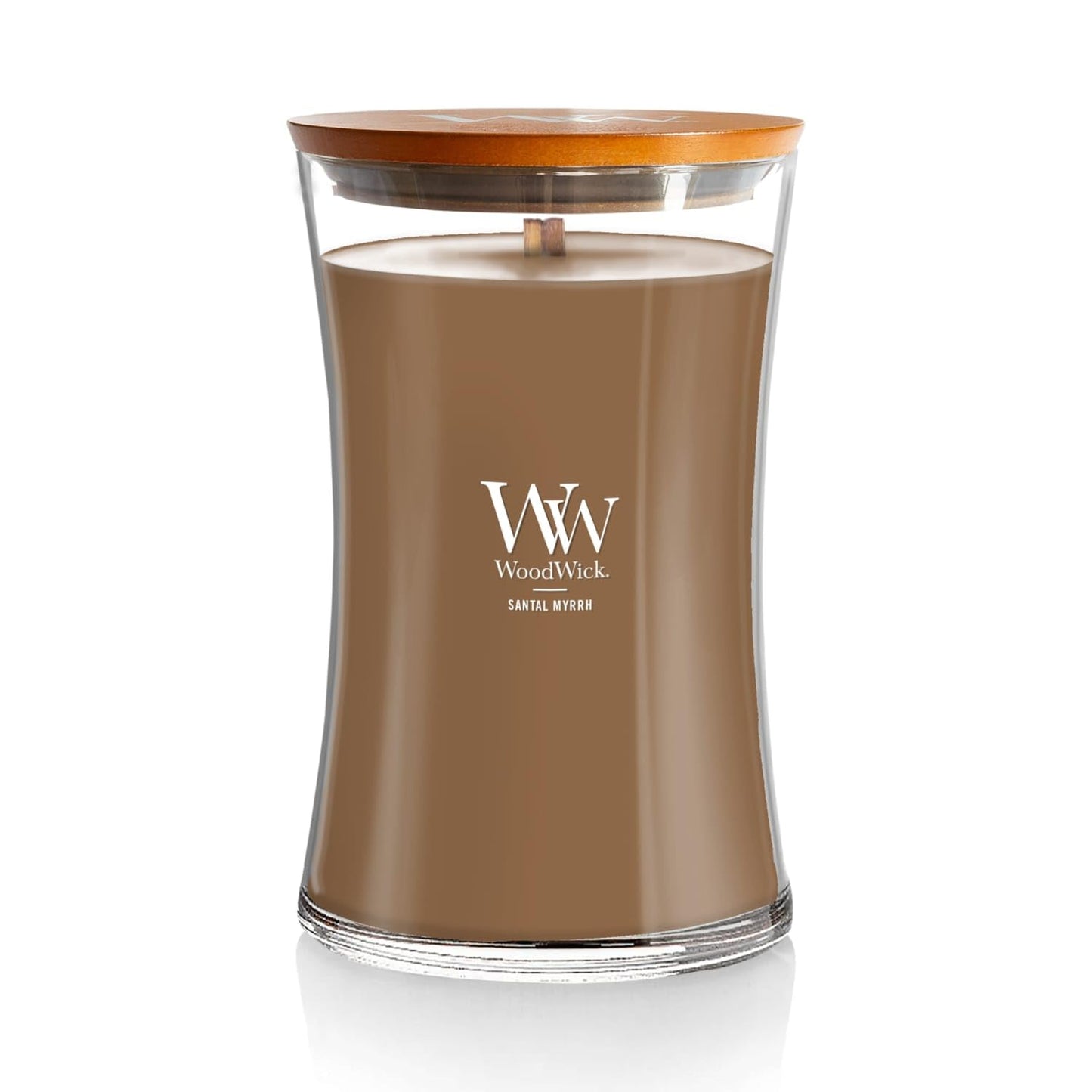 WoodWick Large Hourglass Candle Santal Myrrh - Premium Soy Blend Wax Pluswick Innovation Wood Wick Made in USA