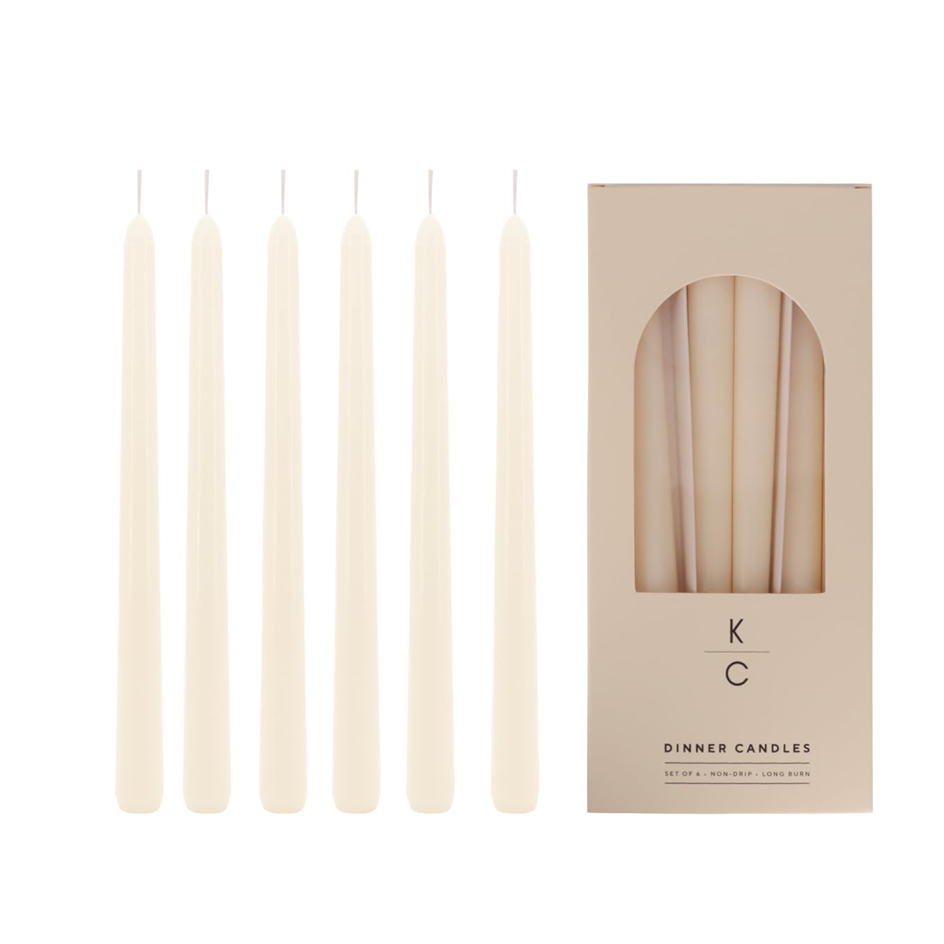 Tapered Dinner Candles - Soy & Paraffin Blend, Dinner Candles with Long-Lasting 7-Hour Burn for Stylish Homes - Candle in Curated Colors Ideal Gift for Hosts, Brides & Event Planners-Ivory