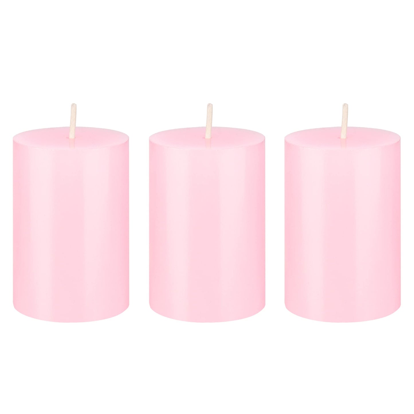 Mega Candles 3 pcs Unscented Solid Pink Pillar Candles, Hand Poured Premium Wax Candle 2 Inch x 3 Inch, Home Décor, Spas, Weddings, Occasions, Party, Centerpieces, Holidays, Vigils, Prayers