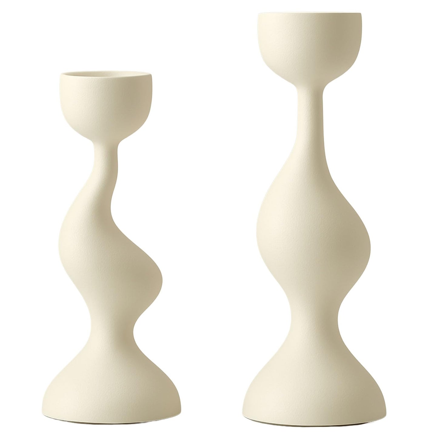 Smtyle Ivory Tapered Candlestick Holders Cast Aluminum Candle Stick Holders Set of 2 for Taper Candles,Home Decor, Dining Table or Mantel