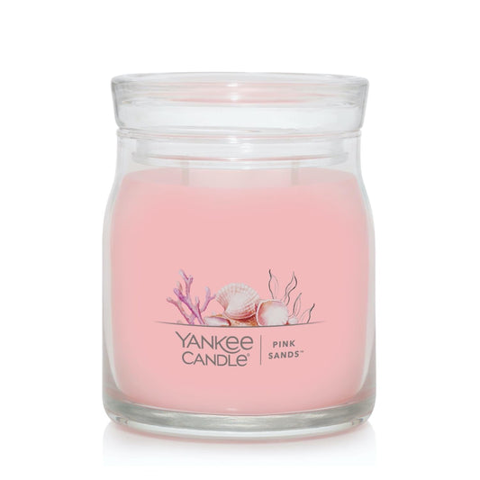 Yankee Candle Pink Sands Scented Signature 13oz Medium Jar 2-Wick Candle Over 35 Hours of Burn Time