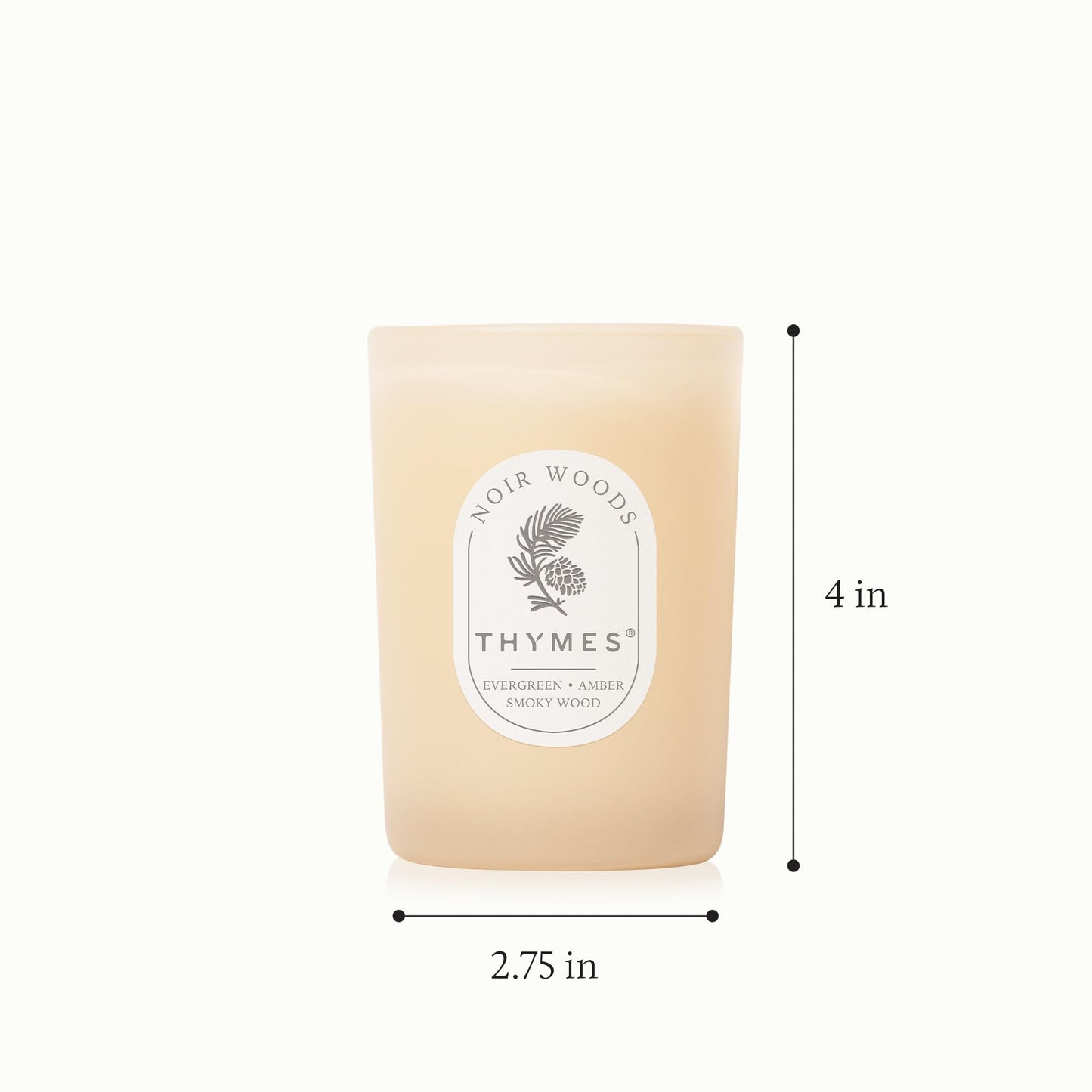 Thymes Noir Woods Scented Candles for Home Decor – Notes of Fresh Evergreen, Smoky Wood & Golden Amber – Luxury Home Fragrance Gifts for Women & Men – (Boxed Small Candle, 6.5 oz)