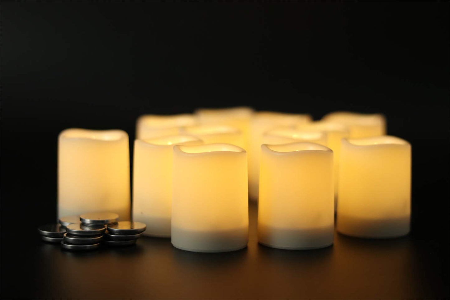 GenSwin Waterproof Outdoor Flameless Candles Flickering with Timer, Battery Operated LED Pillar Votive Tealight Candles(Battery Include), Set of 12 Plastic Warm Light(White, 1.5 x 2 Inch)