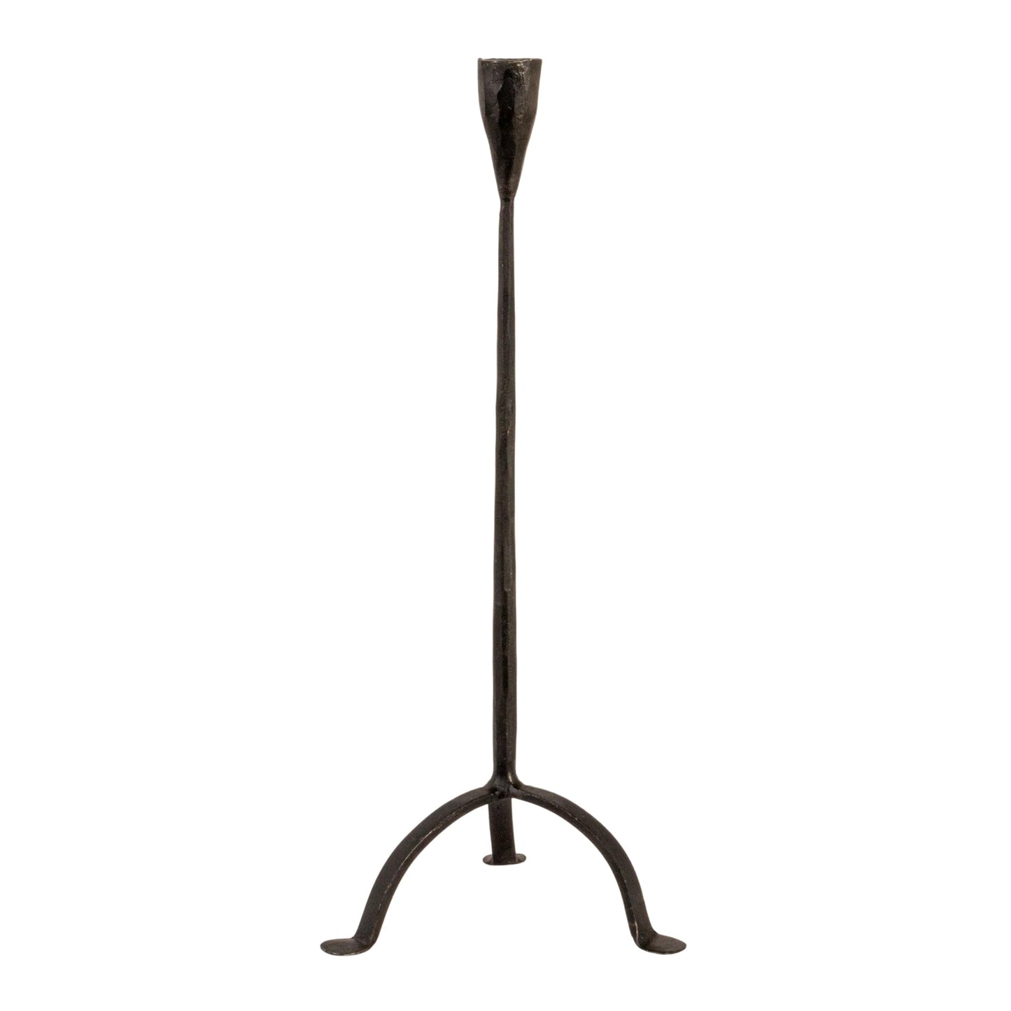 Creative Co-Op 16" H Hand-Forged Cast Metal Footed Taper Holder, Black