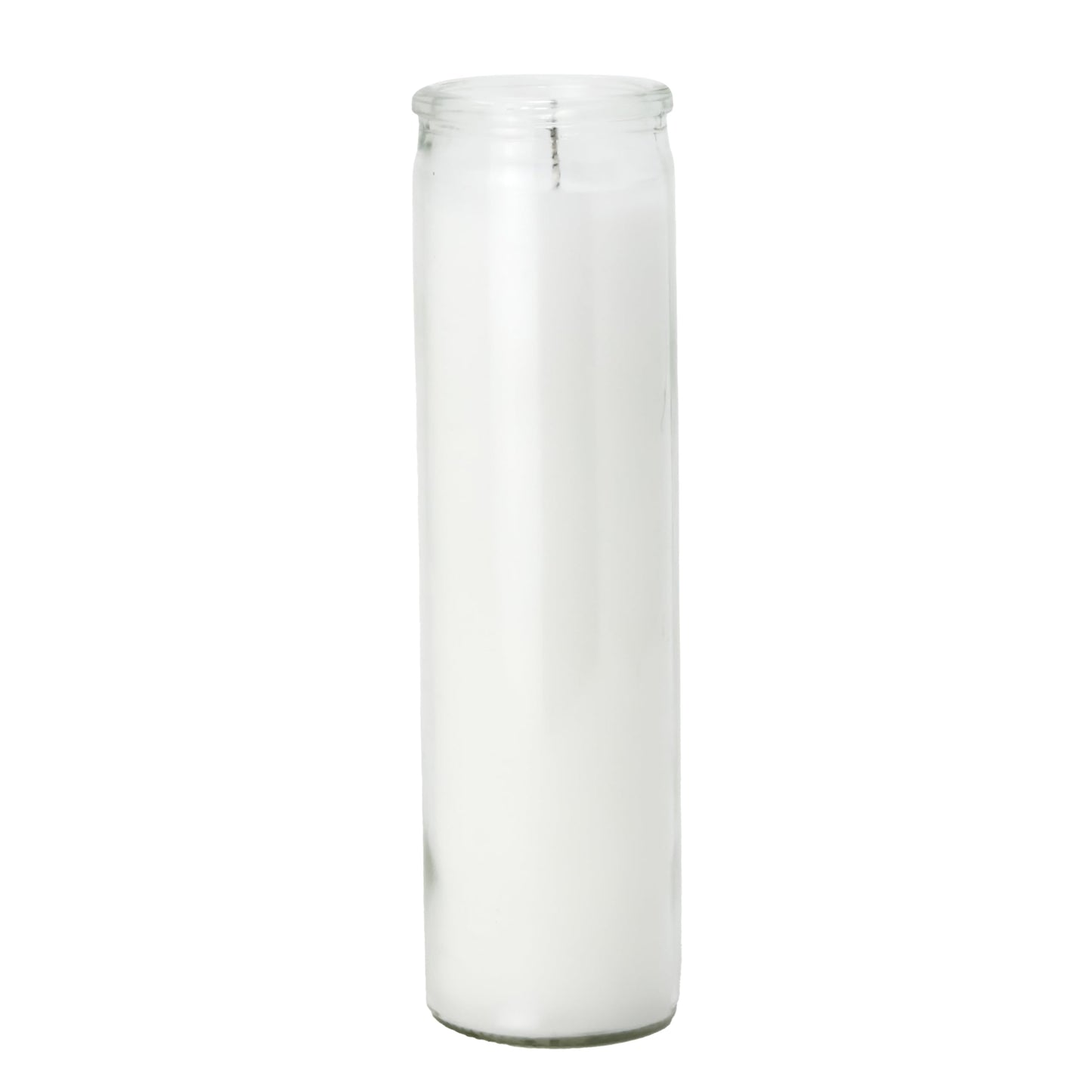 Estrella Blanca 2x8 Inch Unscented Devotional Prayer Candle – Single Long-Burning White Religious Candle in Clear Glass Jar for Altars, Memorials, Baptism & Spiritual Reflection