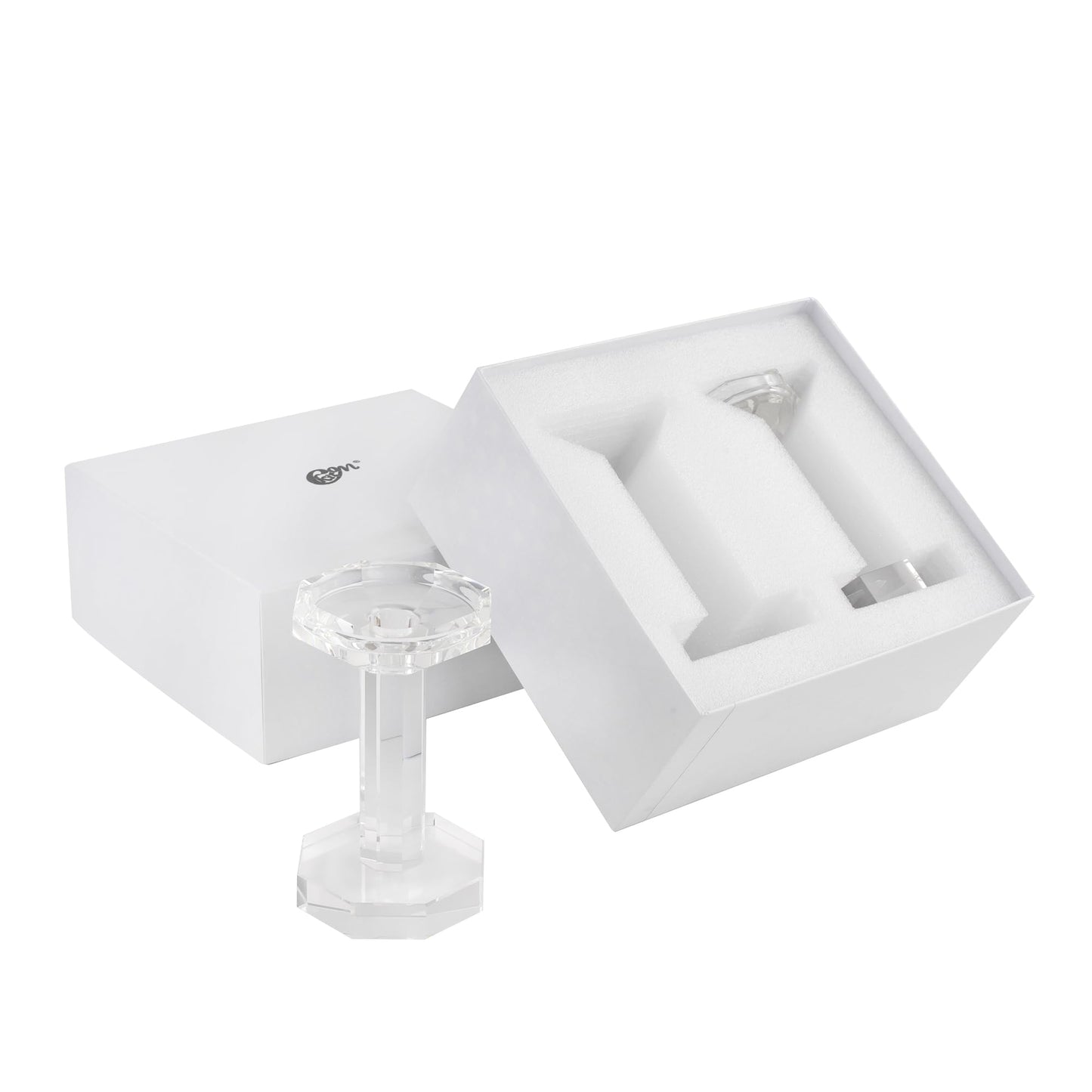 kitCom Crystal Candle Holders Set of 2, 6.1 Inch Tall Crystal Candlestick Holders for Taper, Long Candles - Home Decoration, Wedding, Housewarming and Graduation Gifts