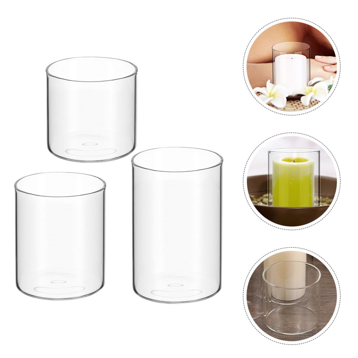 Beaupretty 3pcs Glass Scented Candle Cups Set Empty Tealight Candle Holders 5.3x10cm/8cm/6cm for Table Decor and DIY Craft
