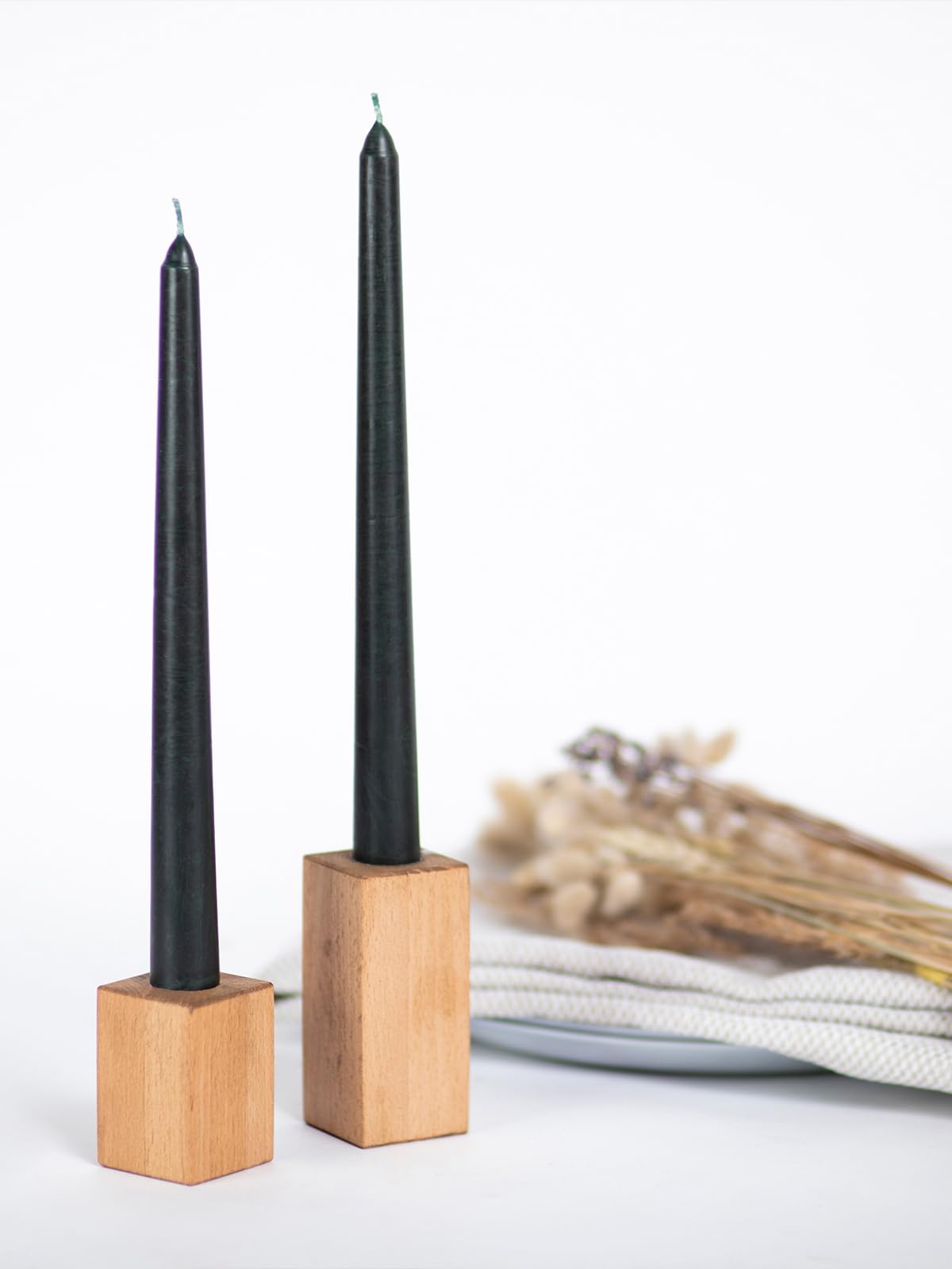 CANDWAX Black 10 inch Taper Candles Pack of 4 - Unscented Smokeless Dripless Tall Candle Sticks - Perfect for Home Decor, Special Occasions and Ordinary Events - Black Taper Candles