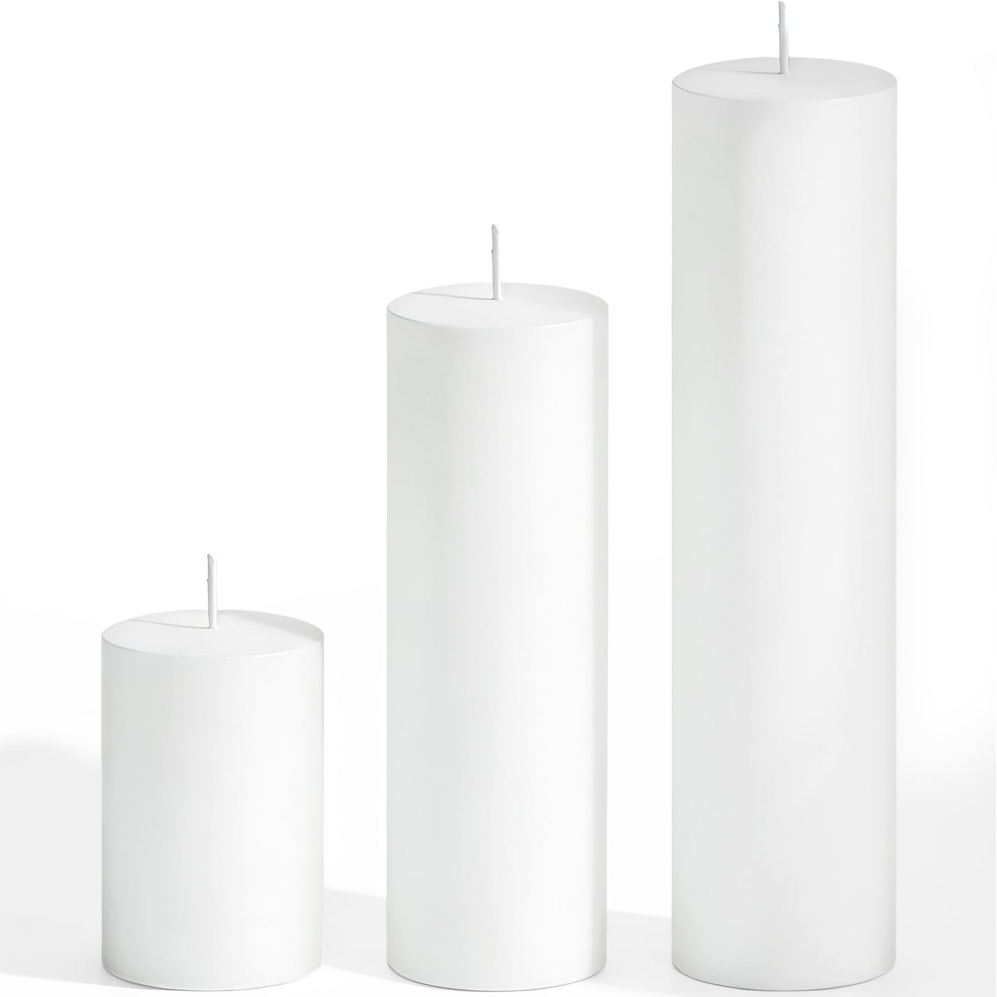 SDBALLBZ 3 Pcs White Pillar Candles Bulk Set, 2x3” 2x6” 2x8” Paraffin Hurricane Candles, Unscented Dripless Smokeless, Long Burning for Home & Table Decoration, Dinner & Romantic Atmosphere