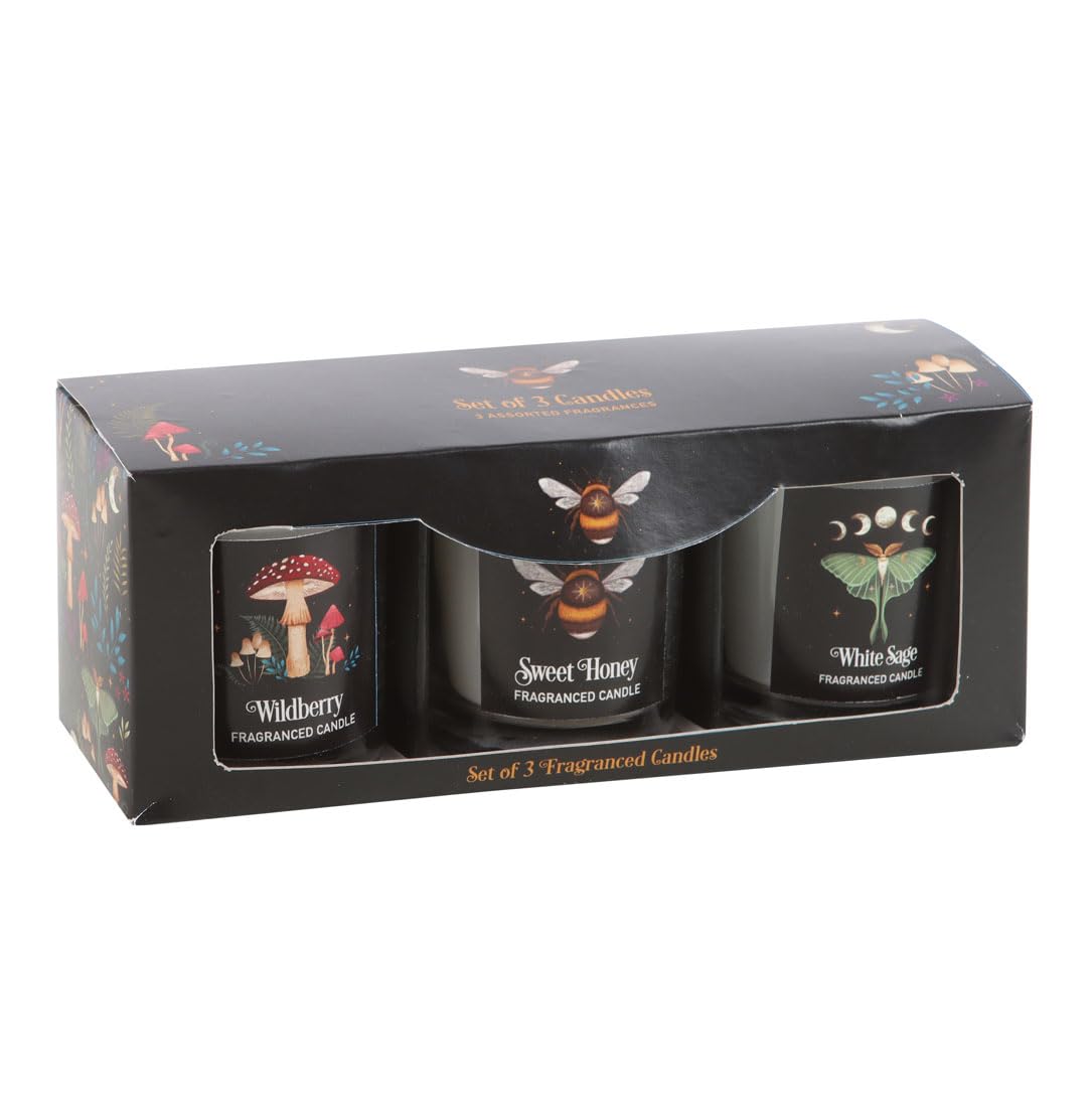 Mystical Woods Votive Candle Set: Enchanting Fragrances | Moonlit Forest Illustrations | Premium Quality Wax | Versatile Decor & Relaxation